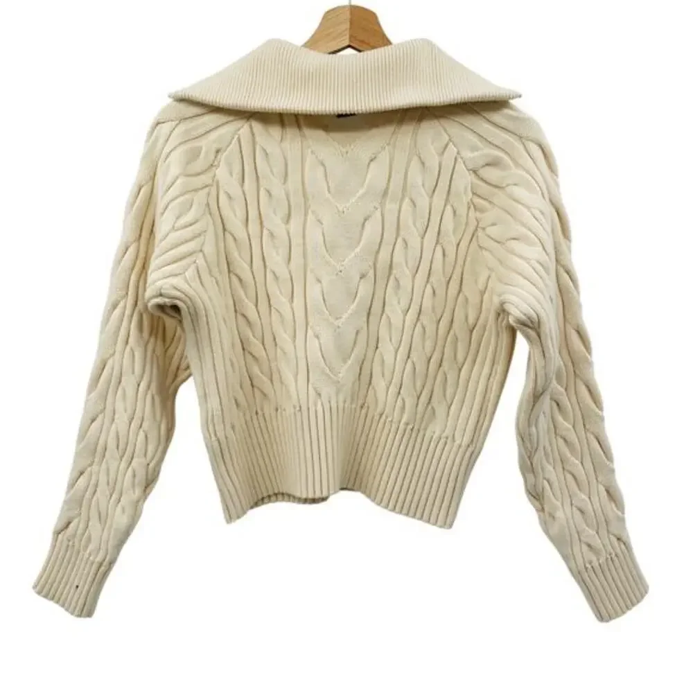 The Normal brand Cream Cable‎ Knit Quarter Zip Sweater